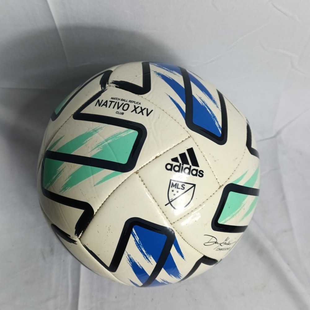 Adidas Nativo XXV Club MLS Soccer Ball Size 5 White Blue Green FH7316